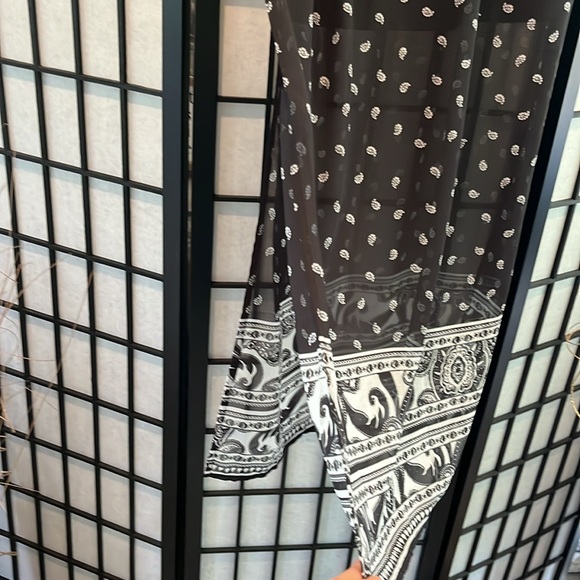 MODA INTL MAXI Skirt XS sexy sheer bottom side slits paisley print - Picture 4 of 9